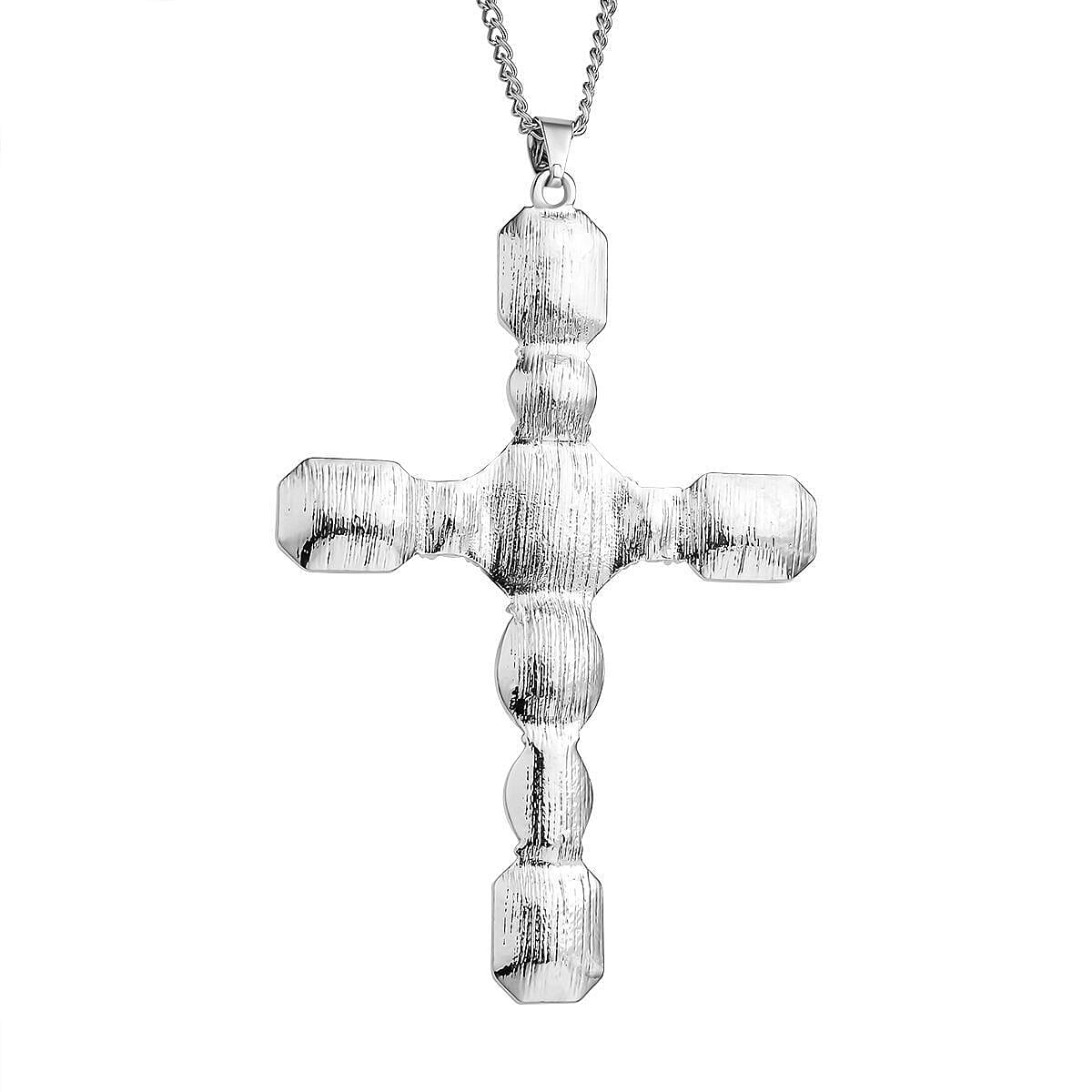 Multi Colour Austrian Crystal Cross Pendant with Chain (Size 29-2 Inch Ext.) with Lobster Clasp in Silver Tone 23.00 Ct. 4119595 4