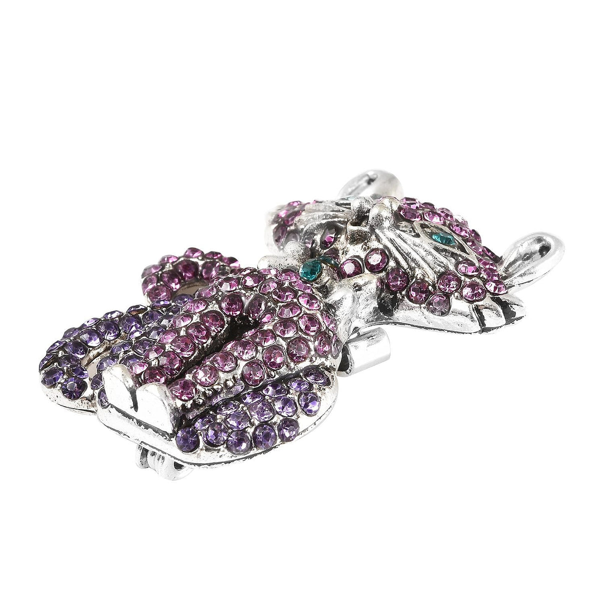 Multi Colour Austrian Crystal Enamelled Cat Brooch in Silver Tone 3595168 3
