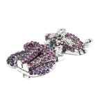 Multi Colour Austrian Crystal Enamelled Cat Brooch in Silver Tone