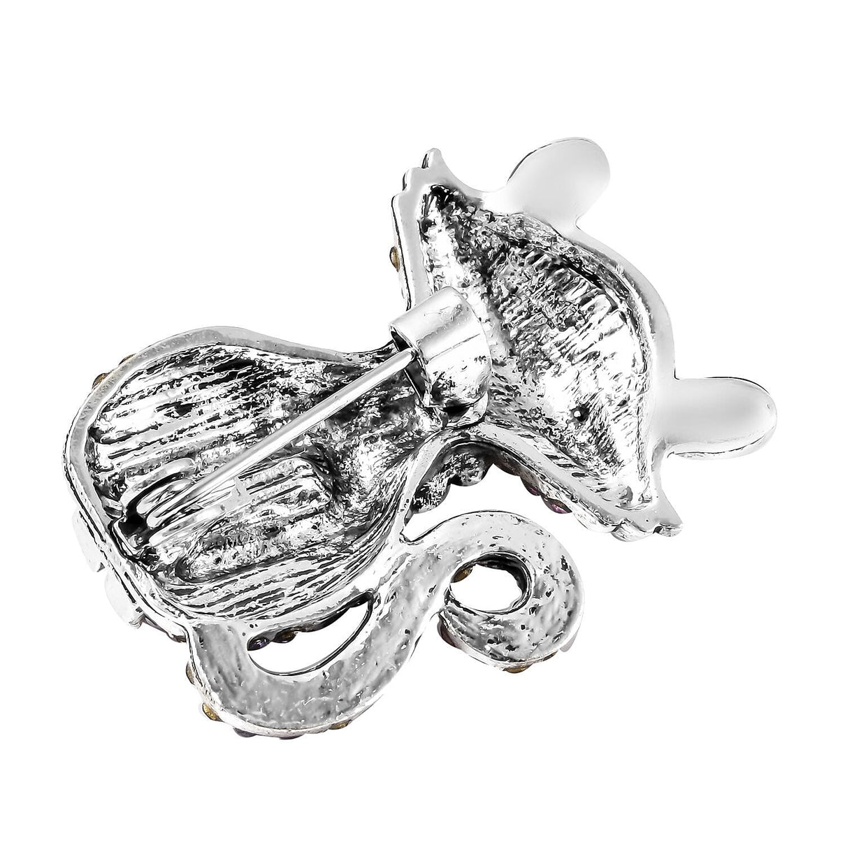 Multi Colour Austrian Crystal Enamelled Cat Brooch in Silver Tone 3595168 4