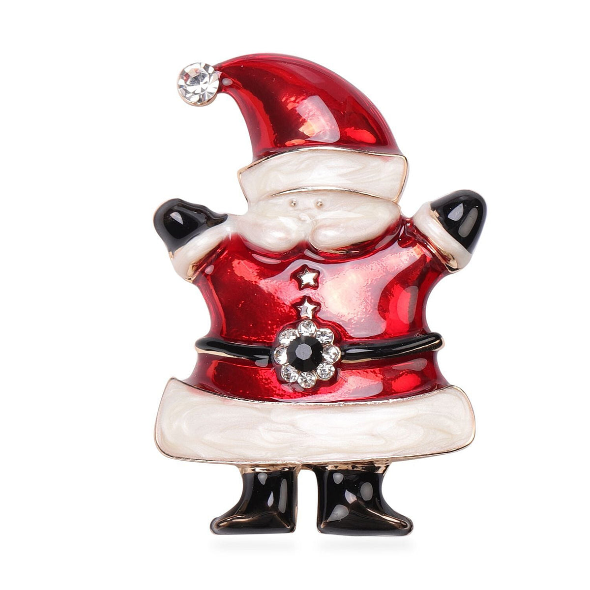 Multi Colour Austrian Crystal Enamelled Christmas Theme Santa Brooch 3704280 0