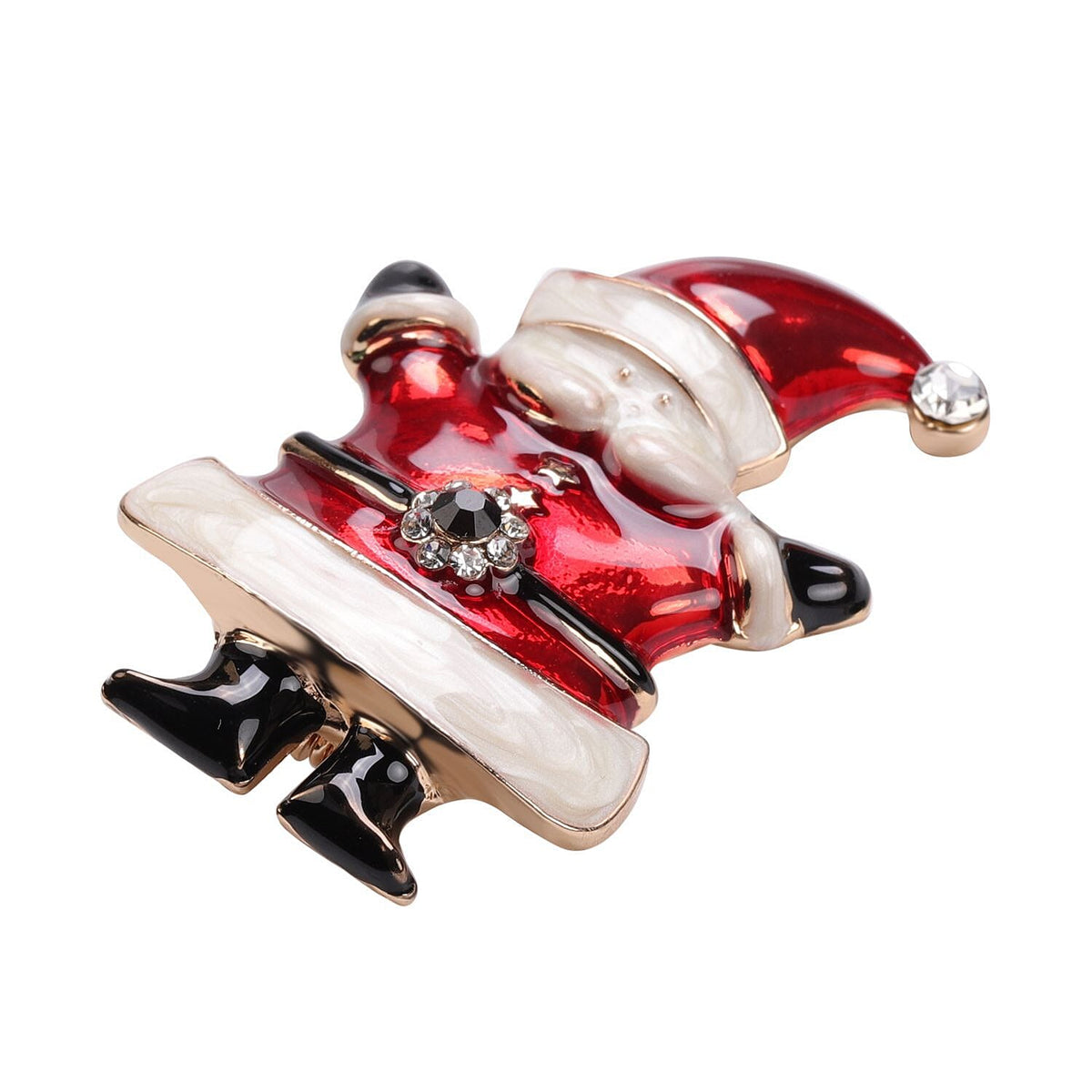 Multi Colour Austrian Crystal Enamelled Christmas Theme Santa Brooch 3704280 3