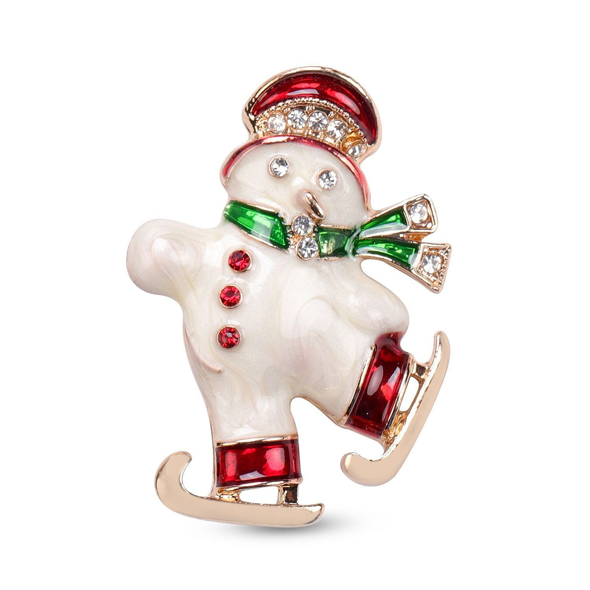 Multi Colour Austrian Crystal Enamelled Christmas Theme Snowman Brooch 3704281 0