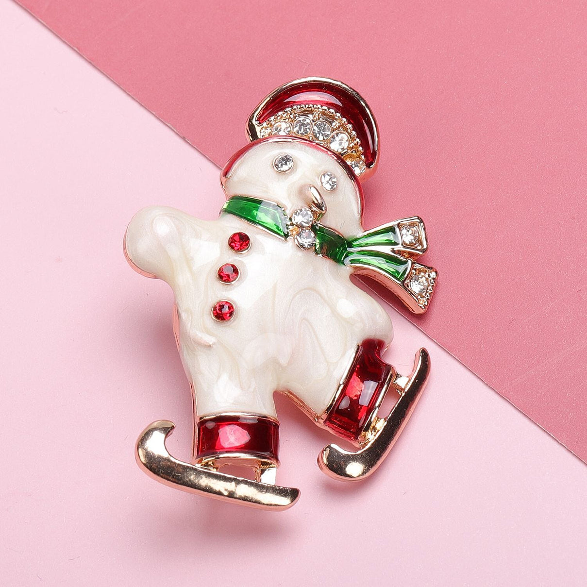 Multi Colour Austrian Crystal Enamelled Christmas Theme Snowman Brooch 3704281 1