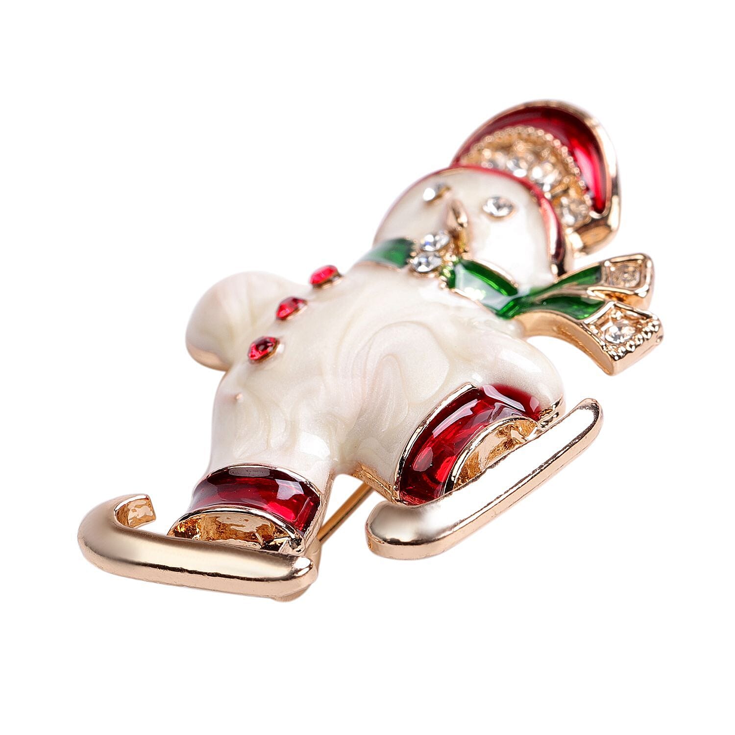 Multi Colour Austrian Crystal Enamelled Christmas Theme Snowman Brooch 3704281 2
