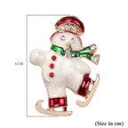 Multi Colour Austrian Crystal Enamelled Christmas Theme Snowman Brooch