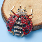 Multi Colour Austrian Crystal Enamelled Ladybird Brooch in Gold Tone