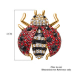 Multi Colour Austrian Crystal Enamelled Ladybird Brooch in Gold Tone