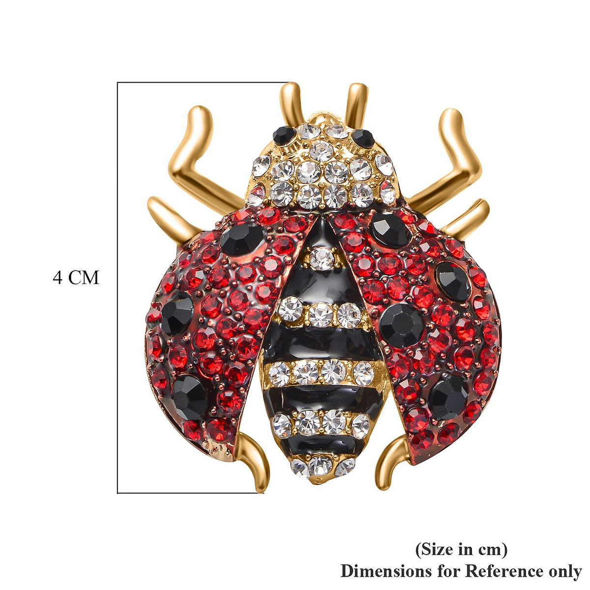 Multi Colour Austrian Crystal Enamelled Ladybird Brooch in Gold Tone 3595019 4