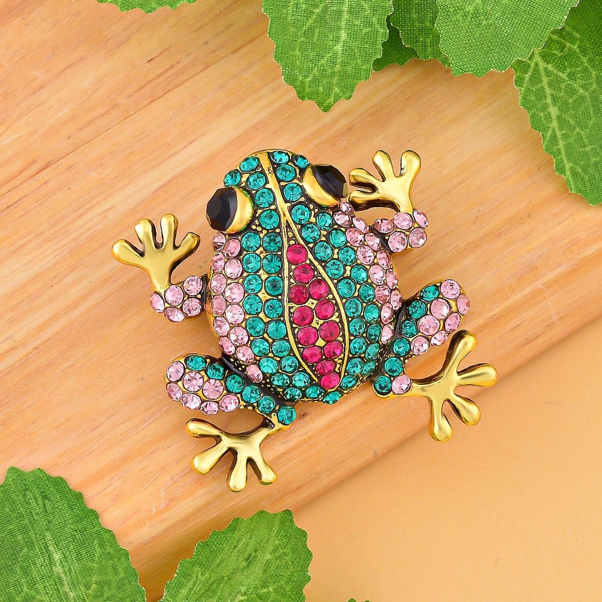 Multi Colour Austrian Crystal Enamelled Toad Brooch 7362726 1