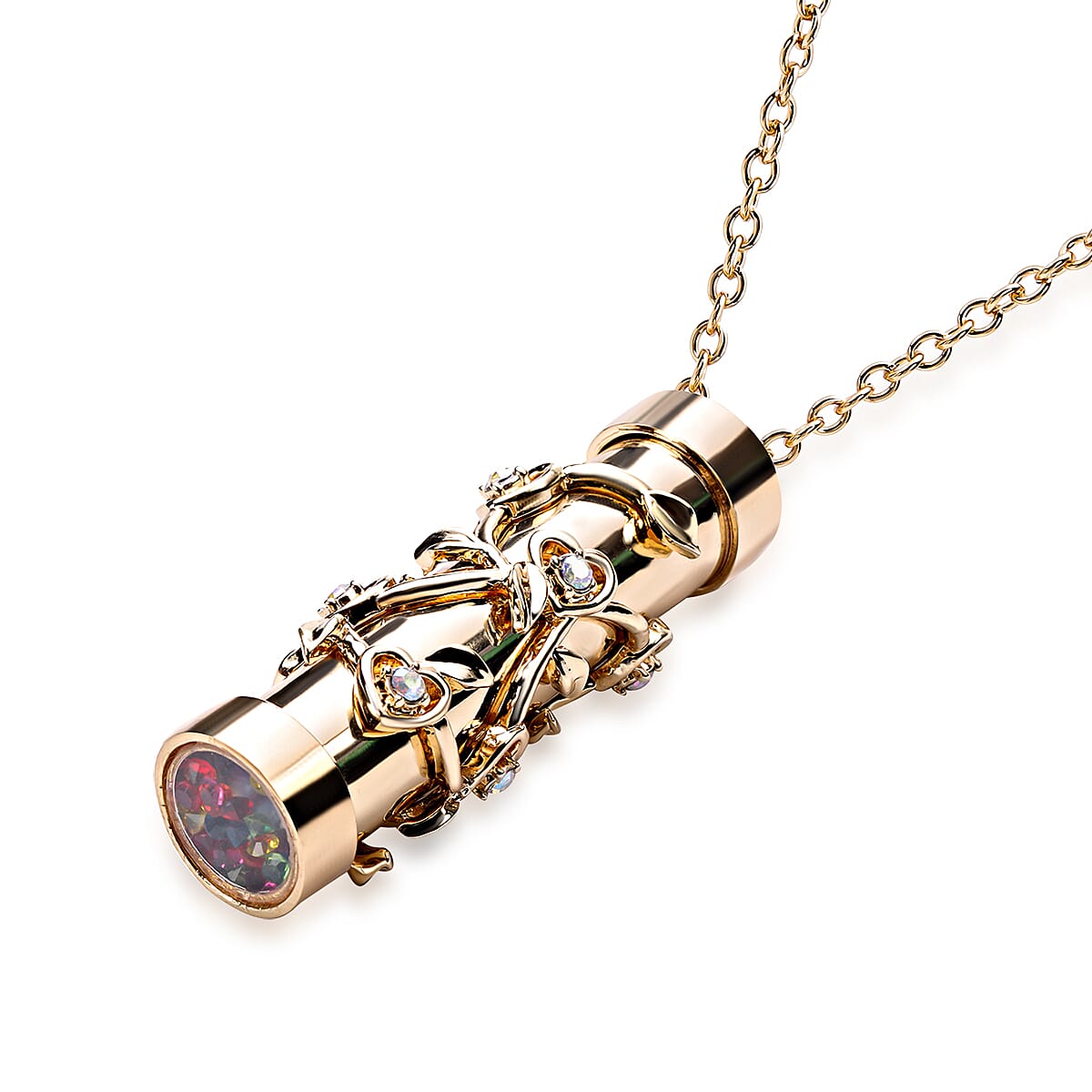 Multi Colour Austrian Crystal Kaleidoscope Pendant with Chain in Yellow Gold Tone 32 Inches 6006335 4