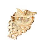 Multi Colour Austrian Crystal Owl Brooch Come Pendant in Yellow Gold Tone