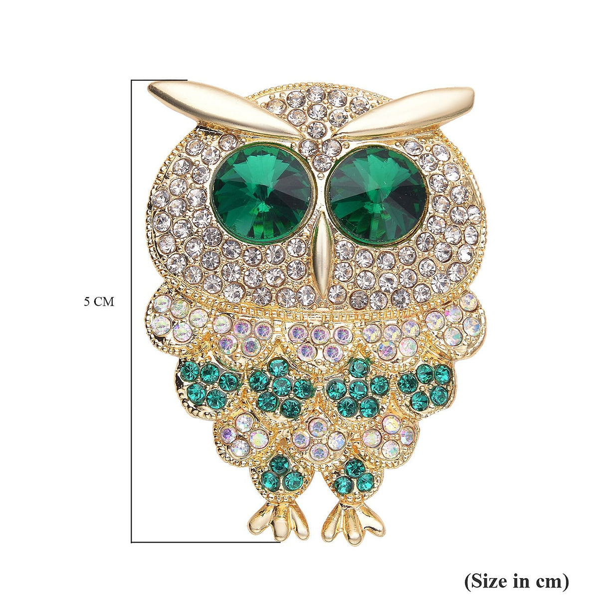 Multi Colour Austrian Crystal Owl Brooch Come Pendant in Yellow Gold Tone 7019984 5
