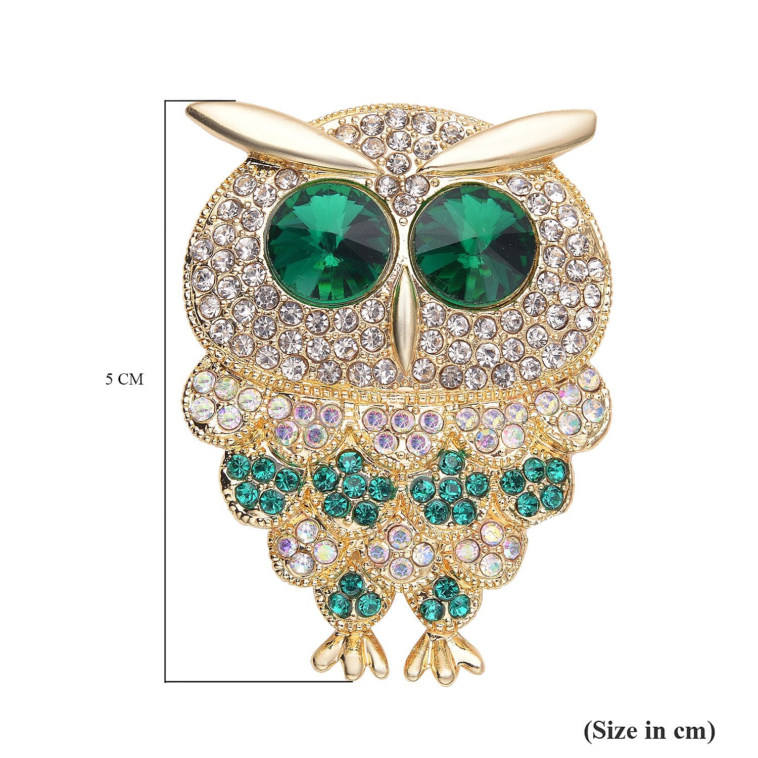 Multi Colour Austrian Crystal Owl Brooch Come Pendant in Yellow Gold Tone 7019984 5
