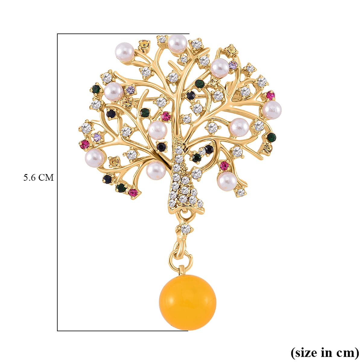 Multi Colour Austrian Crystal &amp; Pearl Brooch in Yellow Gold Tone 8028276 5