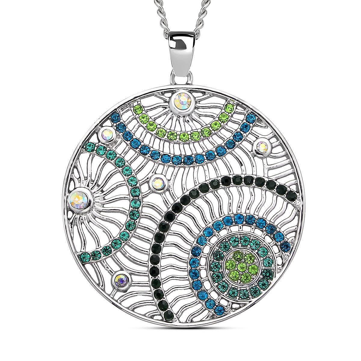 Multi Colour Austrian Crystal Circle Pendant with Chain (Size 29-2.5 Inch Ext.) 4119583 0