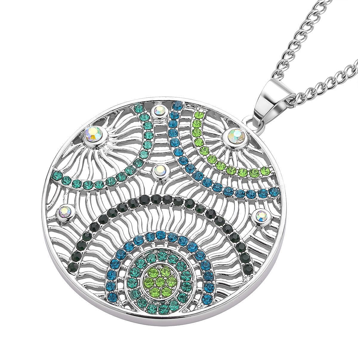 Multi Colour Austrian Crystal Circle Pendant with Chain (Size 29-2.5 Inch Ext.) 4119583 3