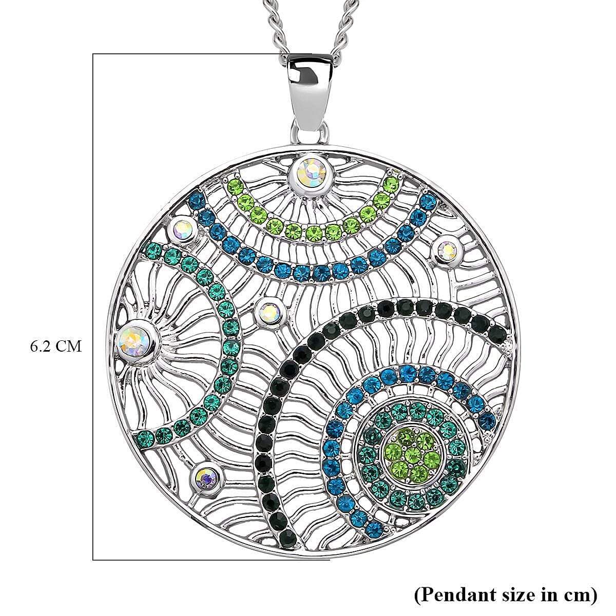 Multi Colour Austrian Crystal Circle Pendant with Chain (Size 29-2.5 Inch Ext.) 4119583 6