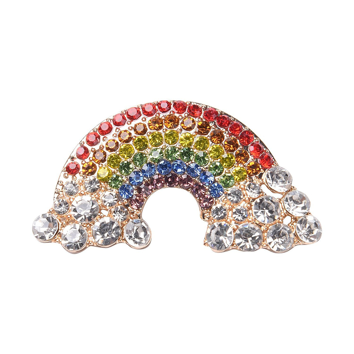Multi Colour Austrian Crystal Rainbow Brooch in Yellow Gold Tone 3670261 0
