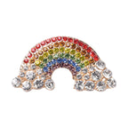 Multi Colour Austrian Crystal Rainbow Brooch in Yellow Gold Tone
