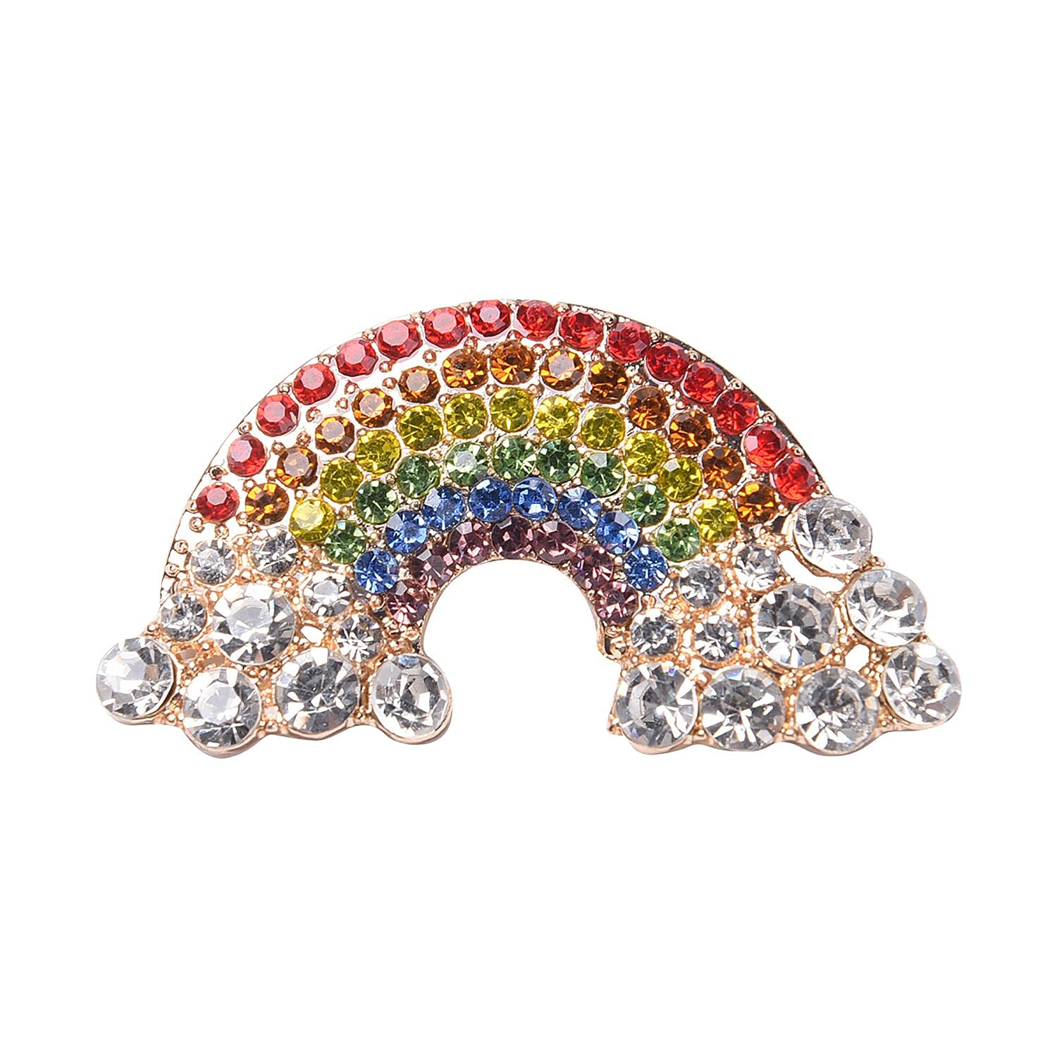 Multi Colour Austrian Crystal Rainbow Brooch in Yellow Gold Tone 3670261 0