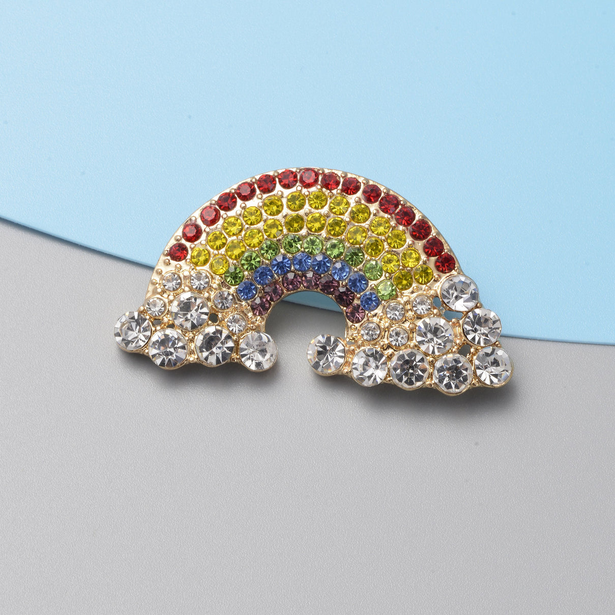 Multi Colour Austrian Crystal Rainbow Brooch in Yellow Gold Tone 3670261 2