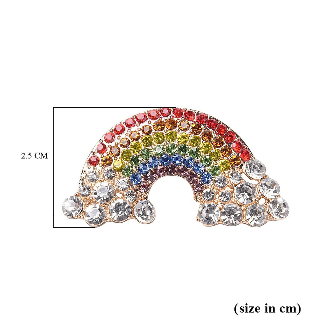 Multi Colour Austrian Crystal Rainbow Brooch in Yellow Gold Tone