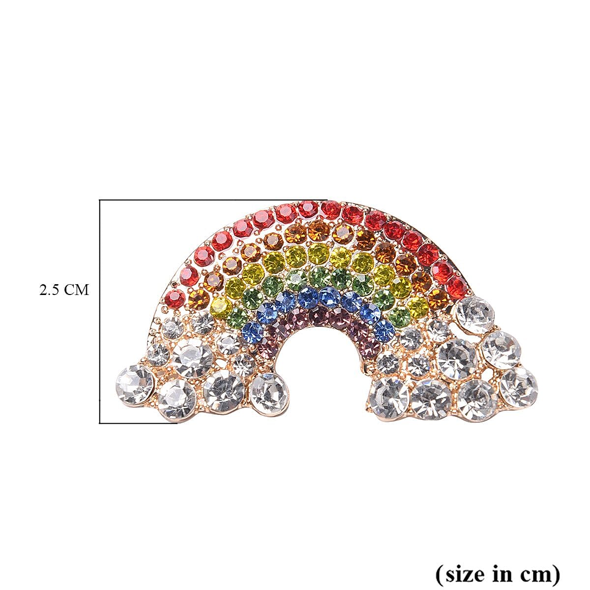 Multi Colour Austrian Crystal Rainbow Brooch in Yellow Gold Tone 3670261 5