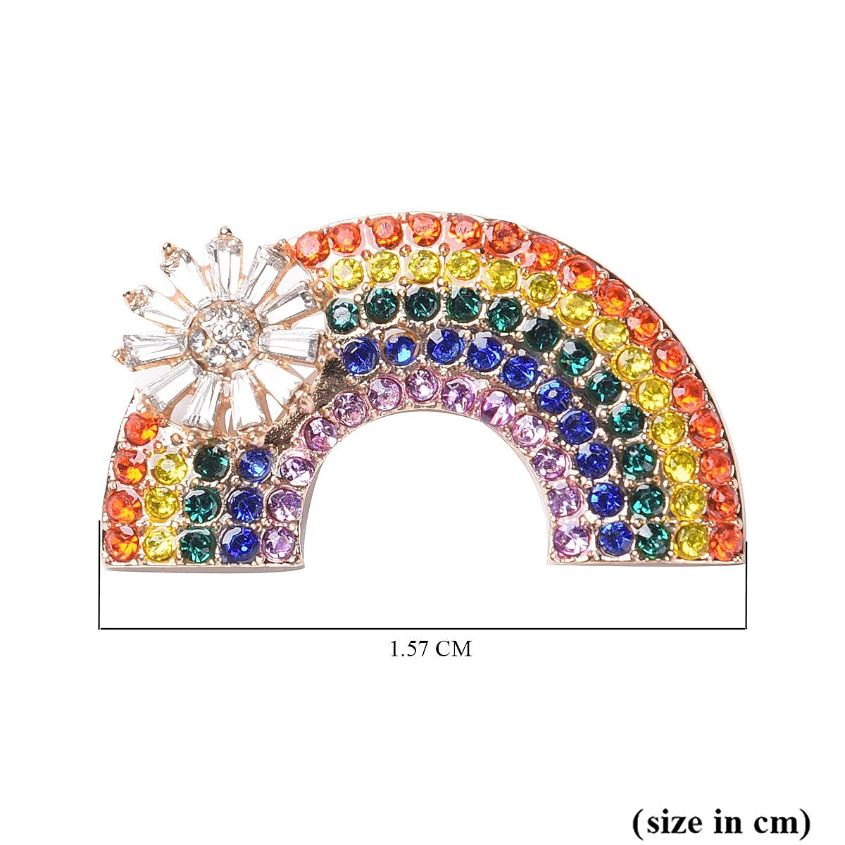 Multi Colour Austrian Crystal and Simulated Diamond Rainbow Brooch with Flower 3670260 5