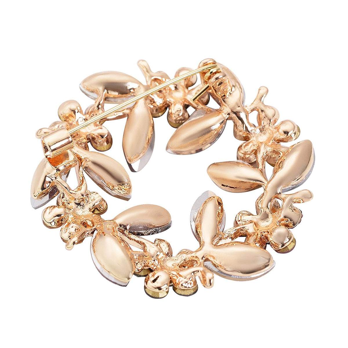 Multi Colour Austrian Crystal and Simulated Multi Colour Gemstones Brooch in Yellow Gold Tone 7020218 4