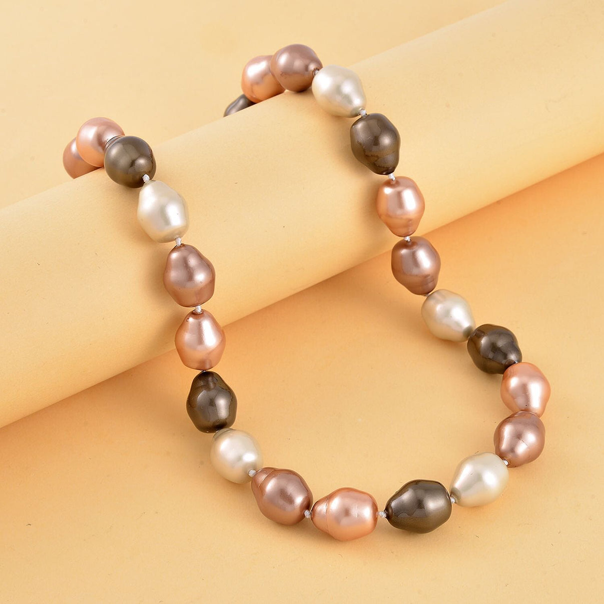 Multi Colour Baroque Shell Pearl Necklace (Size - 20) With Magnetic Clasp 8312648 2