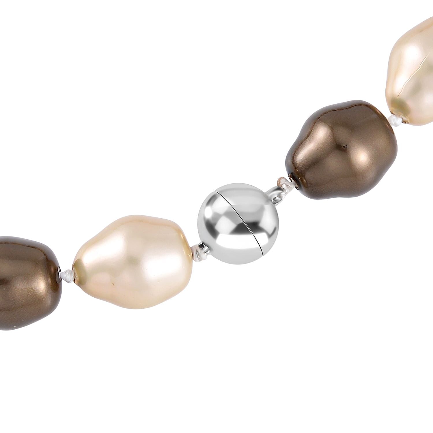 Multi Colour Baroque Shell Pearl Necklace (Size - 20) With Magnetic Clasp 8312648 5