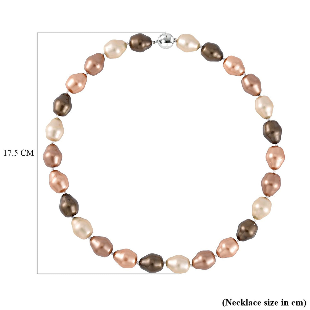 Multi Colour Baroque Shell Pearl Necklace (Size - 20) With Magnetic Clasp 8312648 6