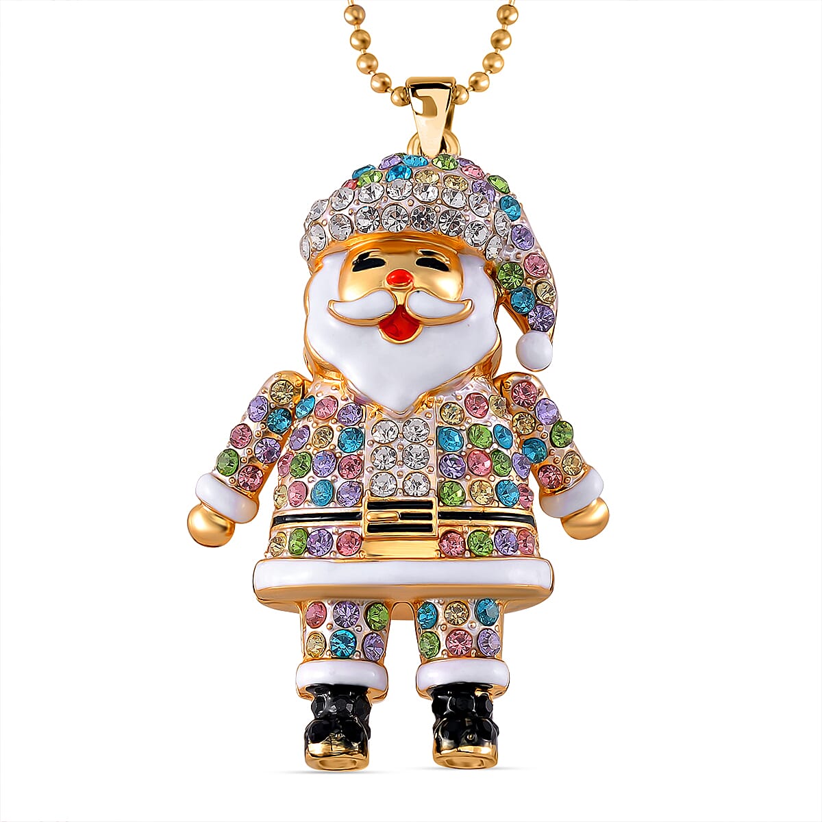 Multi Colour Crystal Enamelled Festive Santa Claus Necklace (Size - 24-2 Ext) 7987830 0