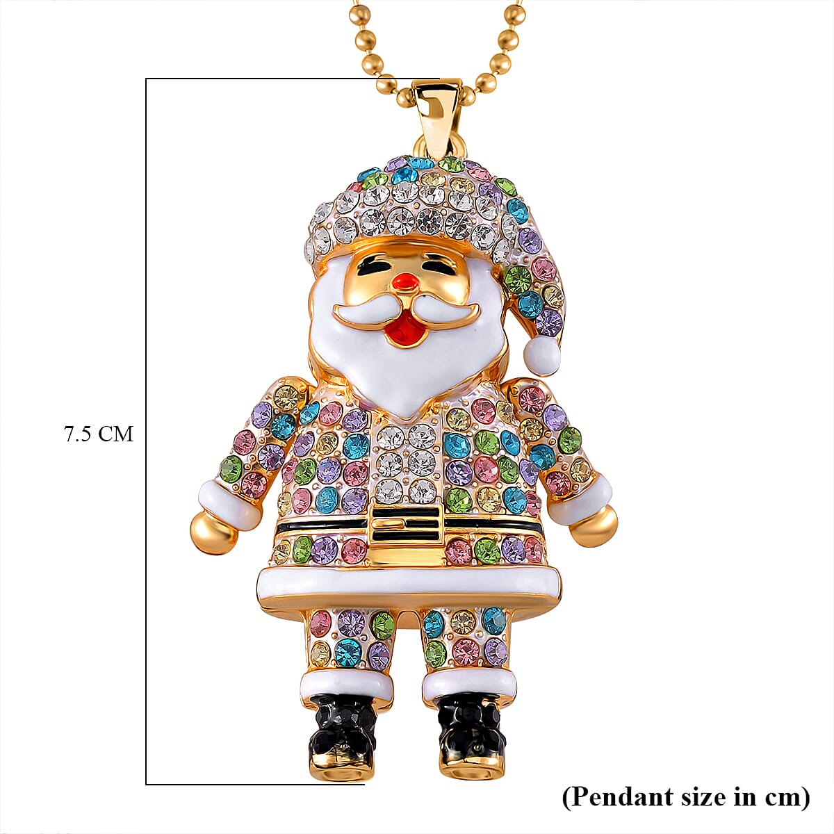 Multi Colour Crystal Enamelled Festive Santa Claus Necklace (Size - 24-2 Ext) 7987830 5