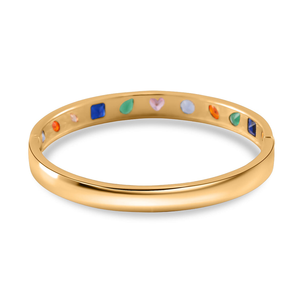 Designer Inspired Multi Colour Cubic Zirconia Bangle (Size - 7.5) in Yellow Gold Tone 8016008 5