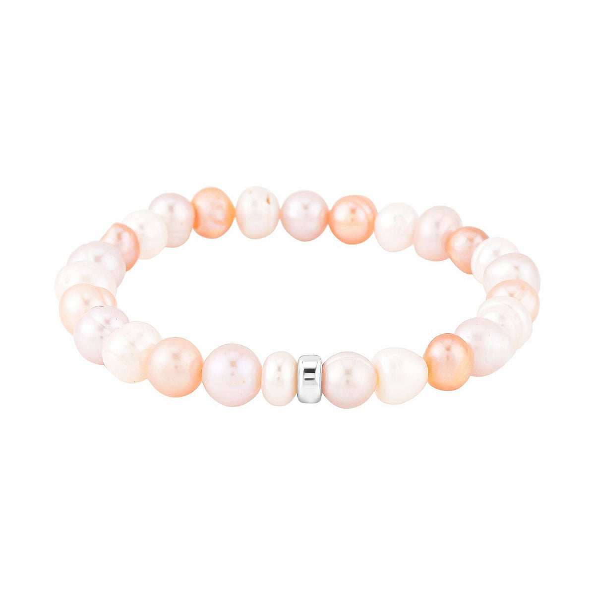 Multi Colour Fresh Water Pearl Stretchable Bracelet (Size - 7) in Rhodium Overlay Sterling Silver 7368180 3