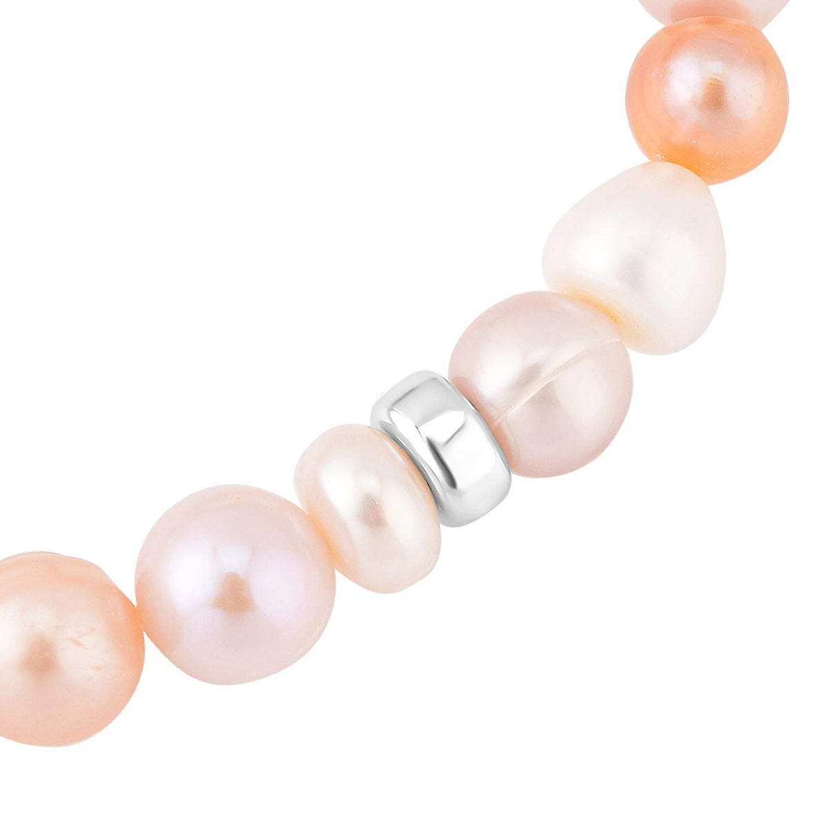 Multi Colour Fresh Water Pearl Stretchable Bracelet (Size - 7) in Rhodium Overlay Sterling Silver 7368180 4