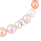 Multi Colour Fresh Water Pearl Stretchable Bracelet (Size - 7) in Rhodium Overlay Sterling Silver