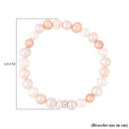 Multi Colour Fresh Water Pearl Stretchable Bracelet (Size - 7) in Rhodium Overlay Sterling Silver