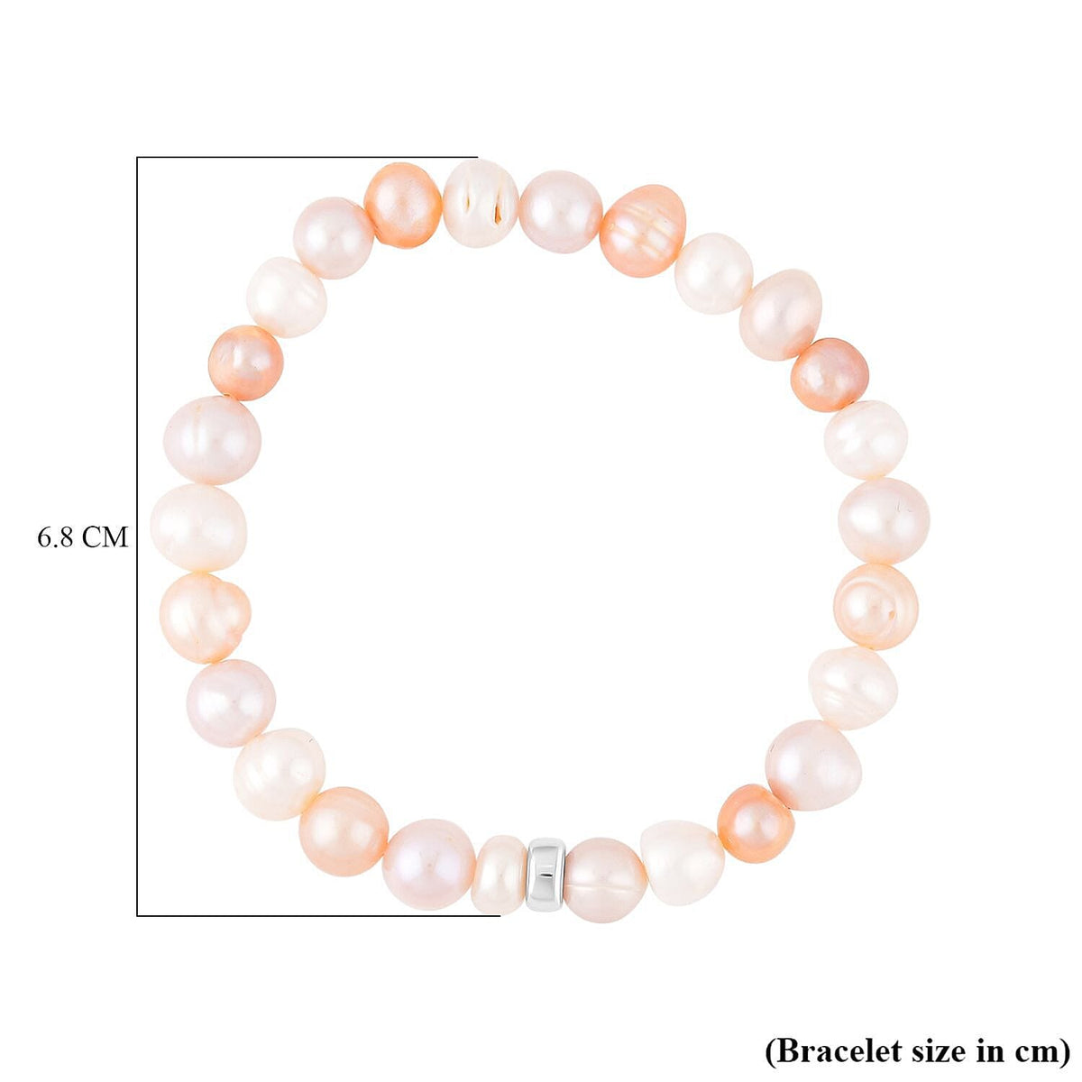 Multi Colour Fresh Water Pearl Stretchable Bracelet (Size - 7) in Rhodium Overlay Sterling Silver 7368180 5