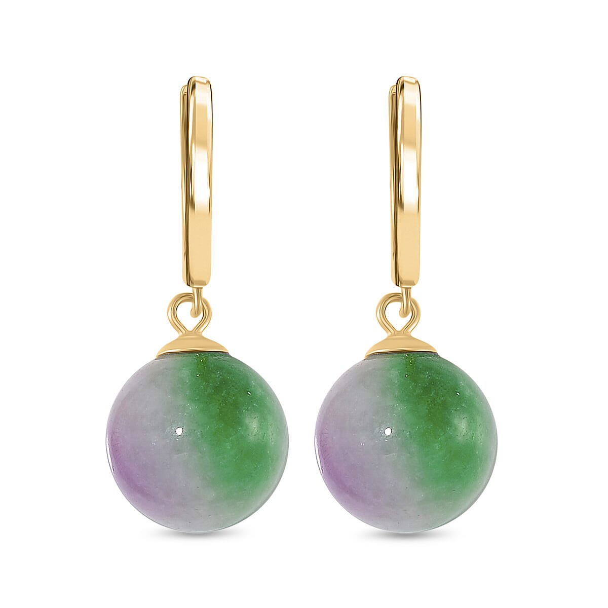Multi Colour Jade Earring with Clasp in Gold Overlay Sterling Silver 28.00 Ct. 8104436 0