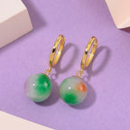 Multi Colour Jade Earring with Clasp in Gold Overlay Sterling Silver 28.00 Ct.