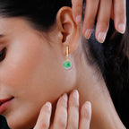 Multi Colour Jade Earring with Clasp in Gold Overlay Sterling Silver 28.00 Ct.