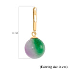 Multi Colour Jade Earring with Clasp in Gold Overlay Sterling Silver 28.00 Ct.