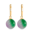 Multi Colour Jade Earring with Clasp in Gold Overlay Sterling Silver 28.00 Ct.