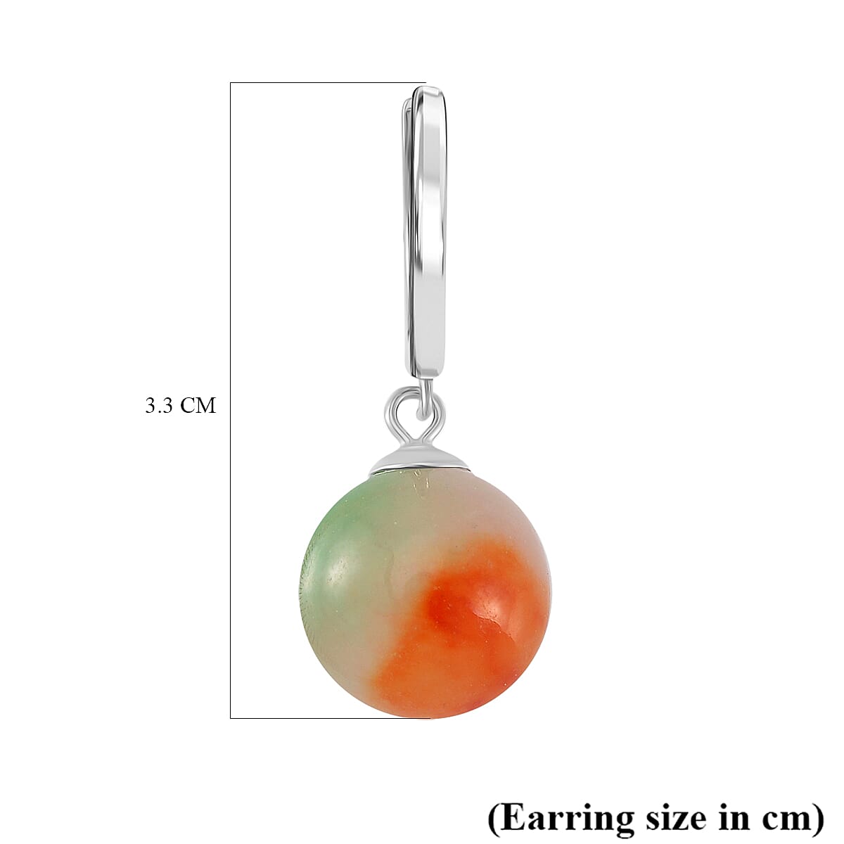 Multi Colour Jade Earring with Hoop in Rhodium Overlay Sterling Silver 30.00 Ct. 8099479 5