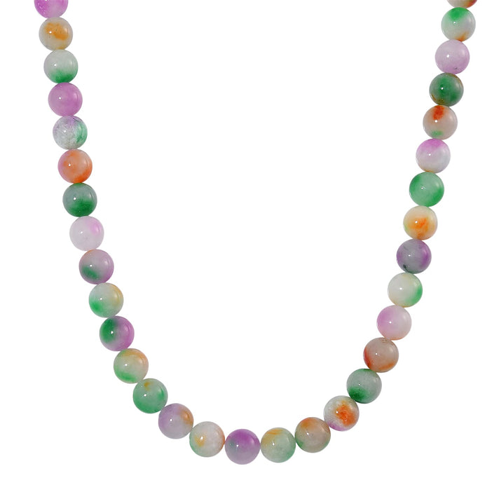 Multi Colour Burmese Jadeite Bead Necklace (Size - 20) with Magnetic Clasp in Yellow Gold Plated Sterling Silver 650 Ct. 8111926 1