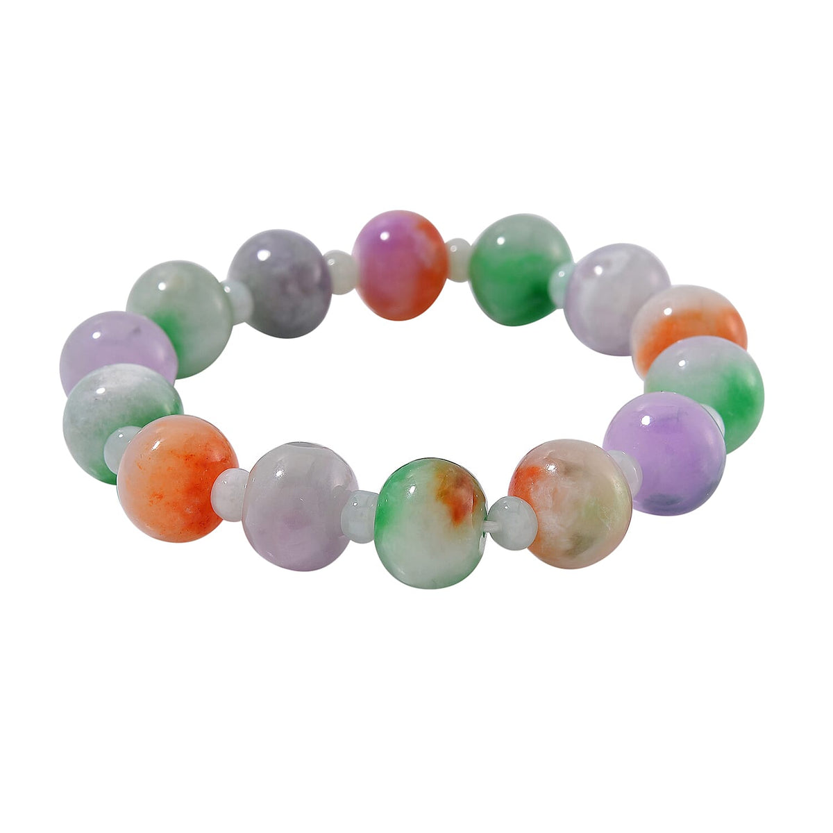 Very Rare - Bi Colour Burmese Jadeite Bracelet (Stretchable) 280.0 Ct. 7972634 0