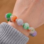 Very Rare - Bi Colour Burmese Jadeite Bracelet (Stretchable) 280.0 Ct.